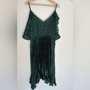 SHEIN Green Polka Dot Flutter Off The Shoulder Sleeve Dress. Size 0XL